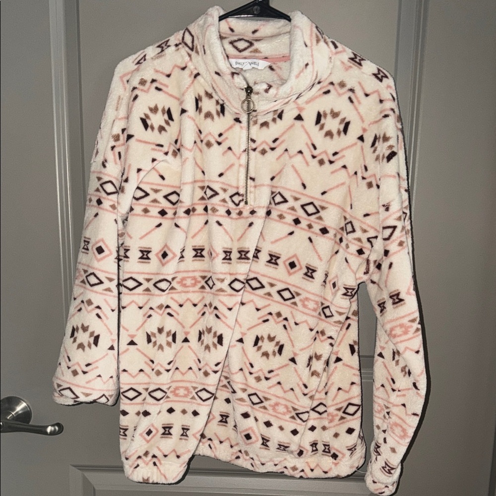 Emily Daniels Geometric Fleece Pullover